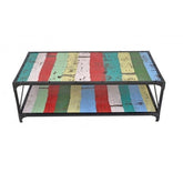 Angle Industrial French Style Metal Coffee Table Reclaimed 120x60cm
